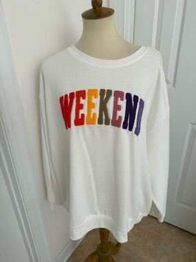 Emily Daniels 'WEEKEND' Rainbow Lettering Sweatshirt